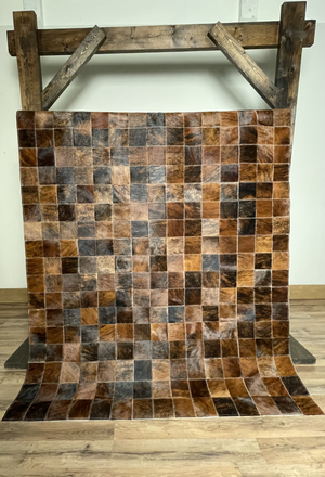 Exotic Brindle Patchwork Cowhide Rug